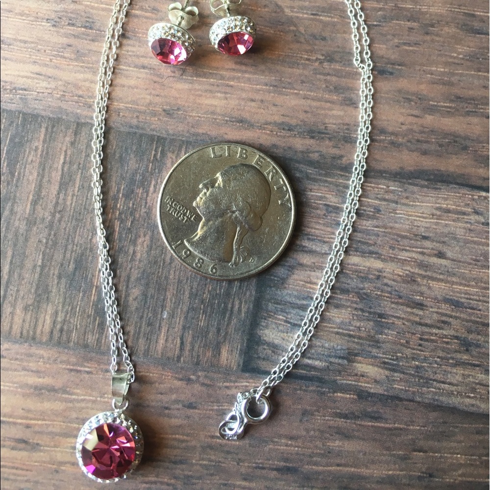 Pink necklace and earring set