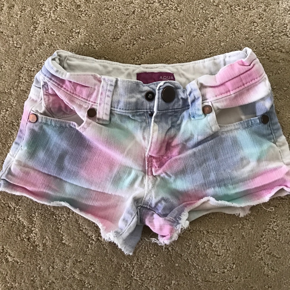 Little girl's Aqua denim multicolor shorts size 5