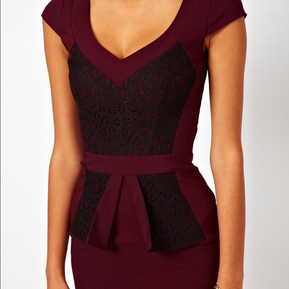 Hybrid Fashion ASOS maroon black lace pencil dress - Picture 1 of 7