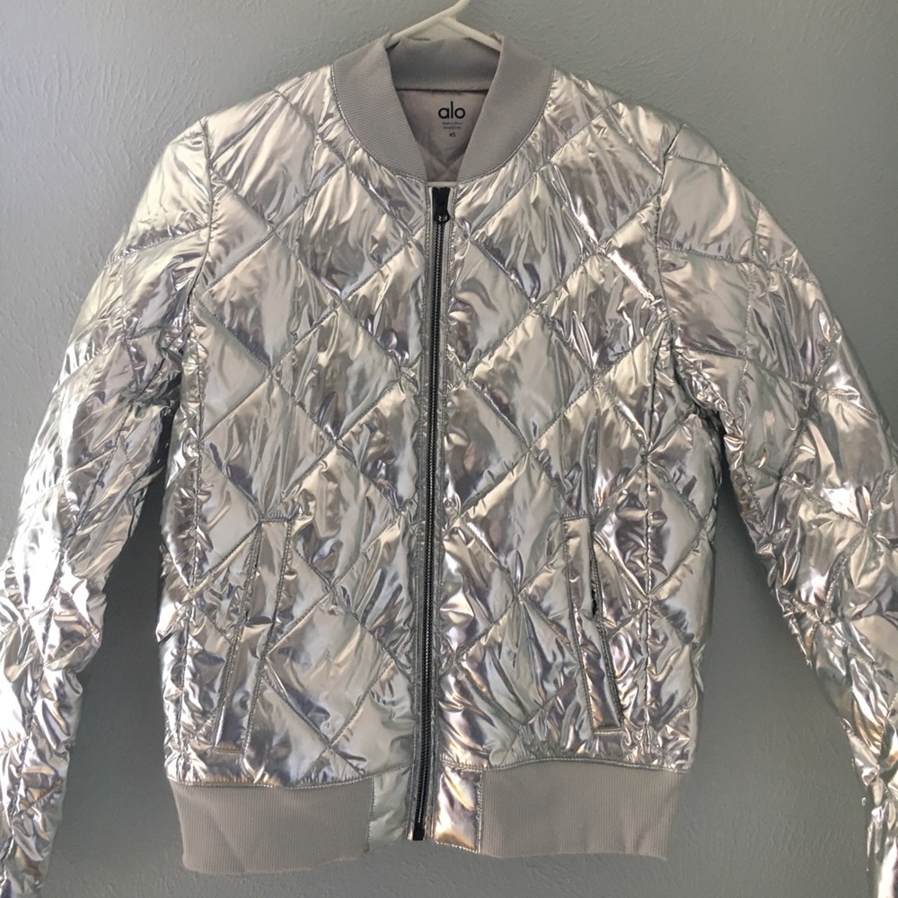 Silver Foil Alo Bomber Jacket