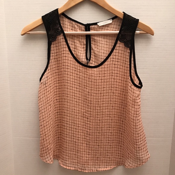 Women’s LUSH Sheer Peach/Black Tank Top Size M - Picture 1 of 5