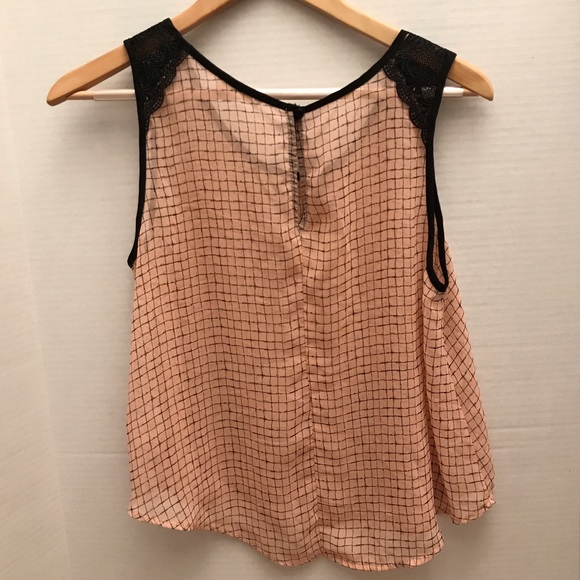 Women’s LUSH Sheer Peach/Black Tank Top Size M - Picture 3 of 5