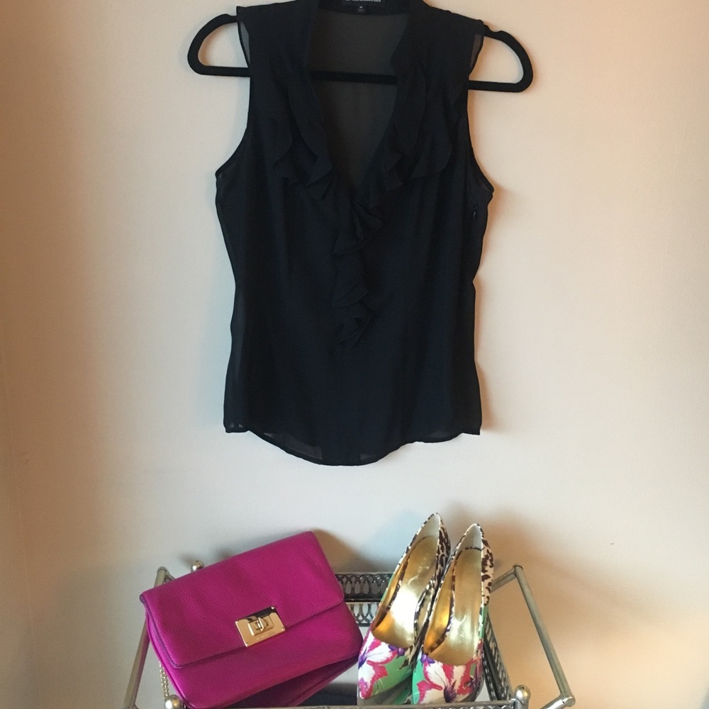 Sheer Sleeveless Blouse w/ Gorgeous Ruffle Detail