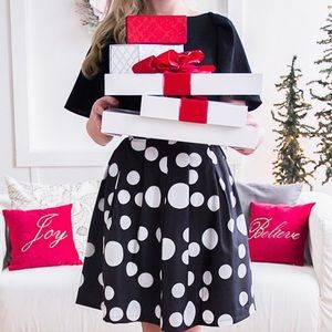 Black skirt with white polka dots