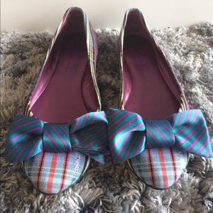 Coach Poppy plaid flats with bow detail