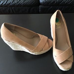 Vince Camutto wedge suede sandal.