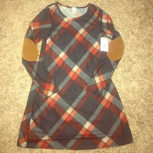 Long sleeve plaid dress med NWT