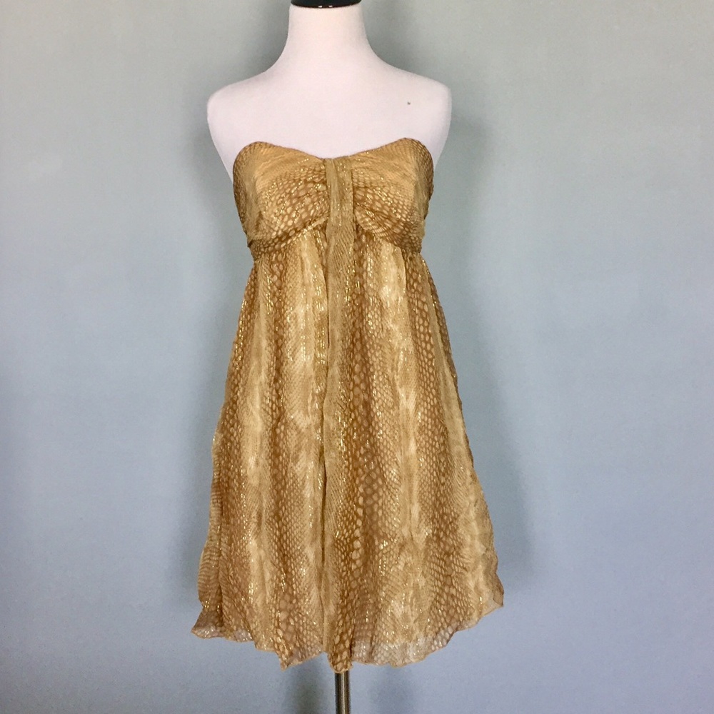 Express Gold Snakeskin Print Dress