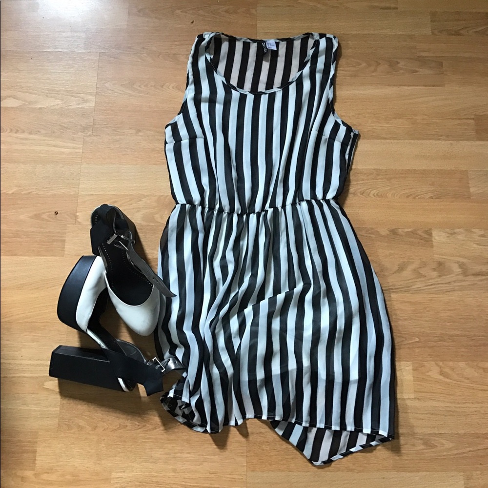 Black and white striped dress