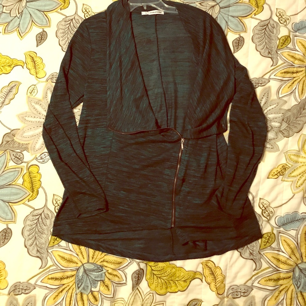 Heathered Green Moto Sweater