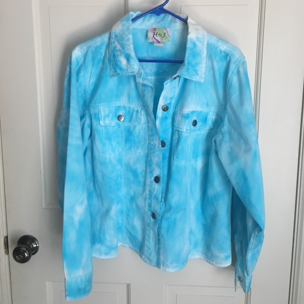Blue tie dye jean jacket size m-l