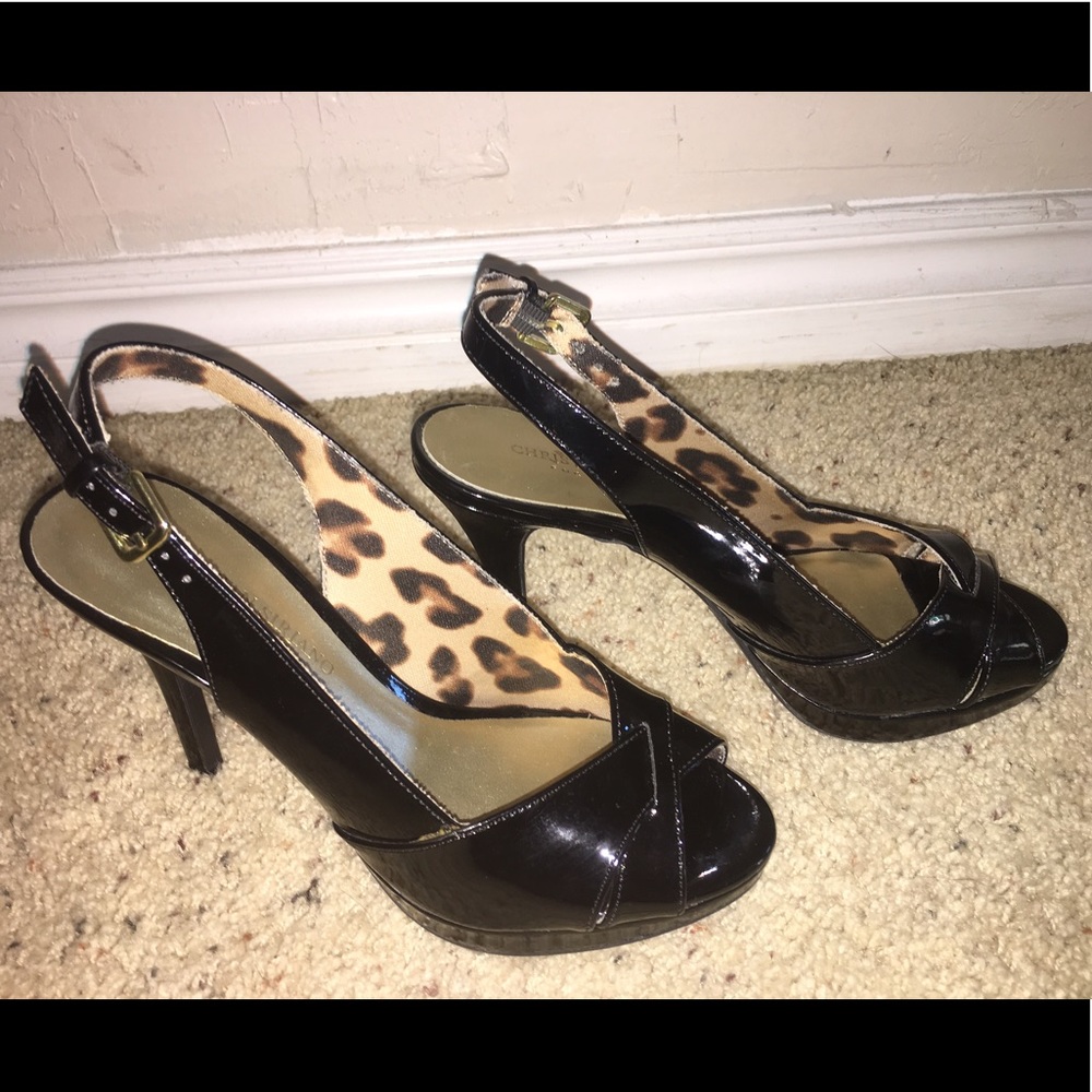 Christian Siriano black peep toe heels