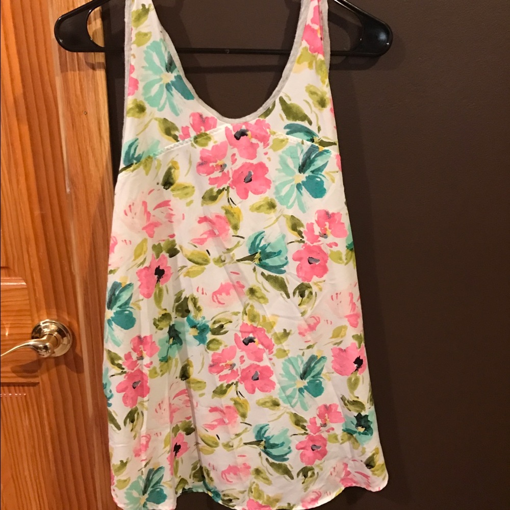 XXL grey front and floral back tank