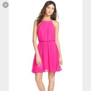 NWT Lush Blouson Florescent Hot Pink Skater Dress