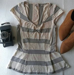 9 Hi 5 peplum sweetheart neck striped cap sleeve