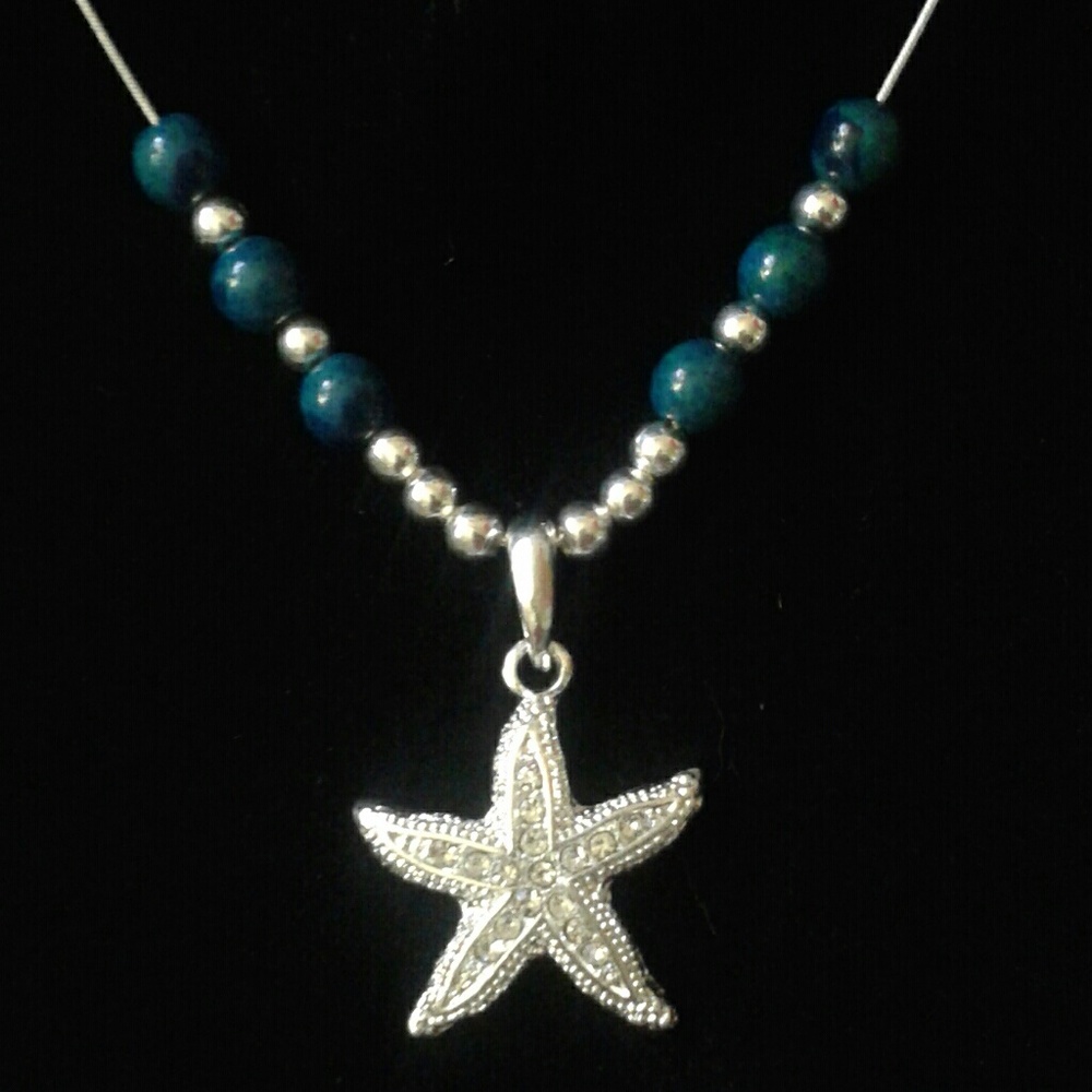 New One of a Kind **HC by Elle J. Designs Chrysocolla & Solid 925S Starfish Nk