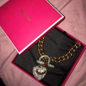 Chunky paved Juicy Couture link necklace.