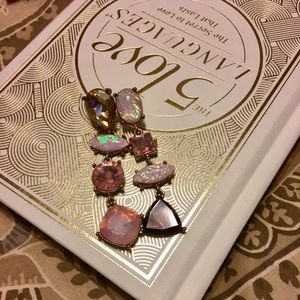 Dangle opal statement crystal earrings