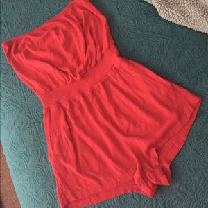 Sleeveless red romper