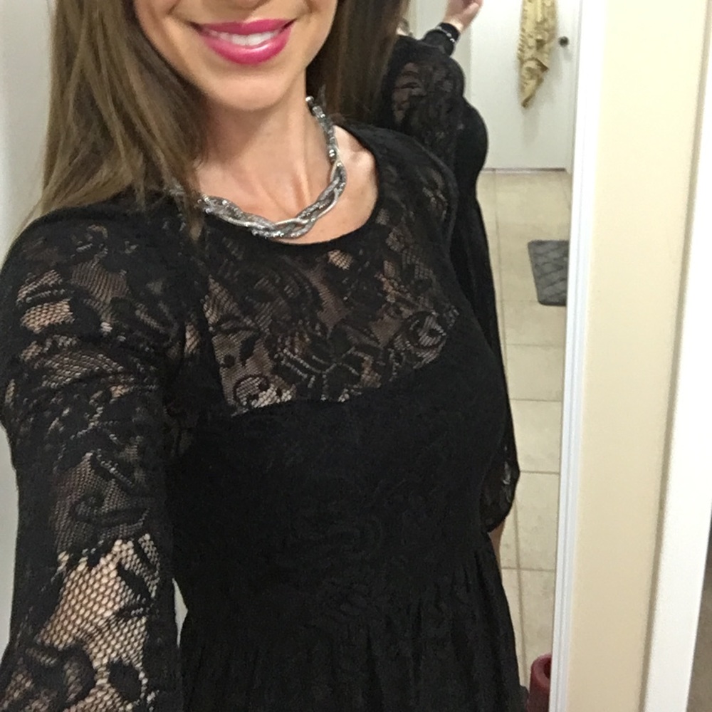 Black lace dress. Built in slip!