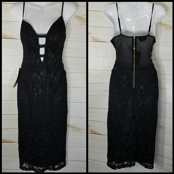 Sale!💗Gorgeous Strappy Deep V Lace Black Dress - Picture 3 of 7