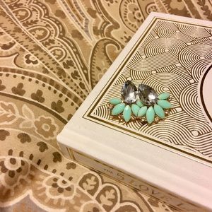 Turquoise crystal statement earrings
