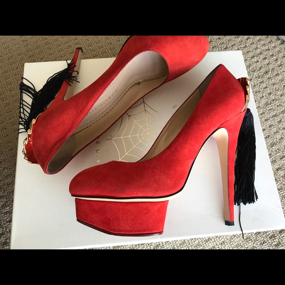 CHARLOTTE OLYMPIA FANTASTIC DOLLY SUEDE SHOES