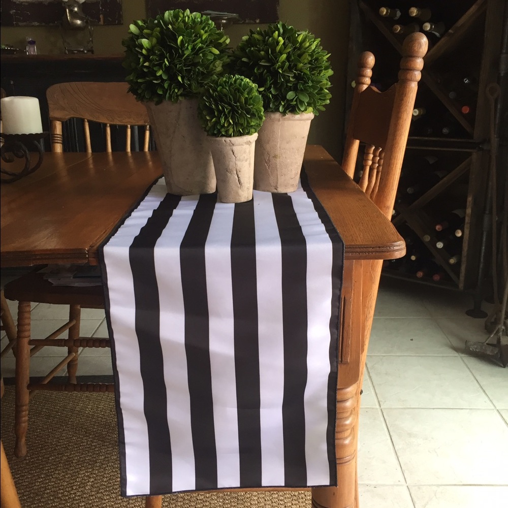 Black and white stripe table runners