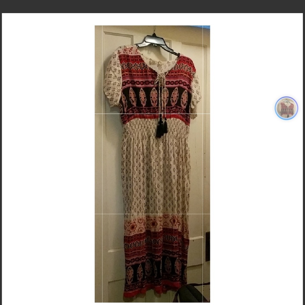 Beautiful Bohemian Style Gauze Maxi/ Midi Dress XL