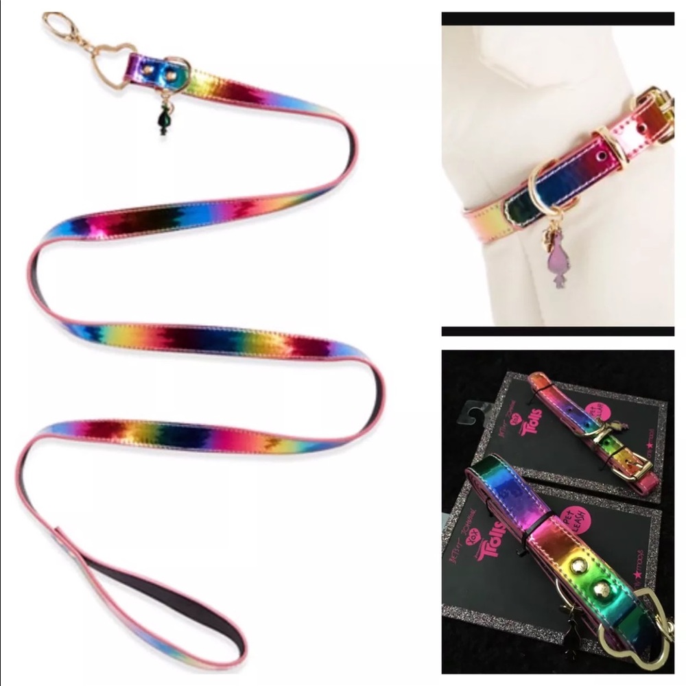 BETSEY JOHNSON 2 PC SET XOX DOG LEASH + COLLAR