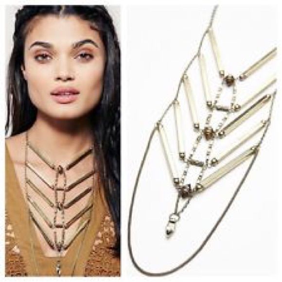 Free People Jewelry - 🆕 Free People Tiger's Eye ladder gold necklace