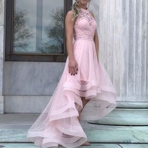 PINK LACE PROM DRESS