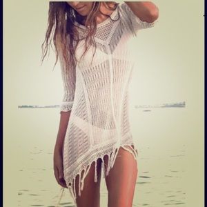 White knit cover up