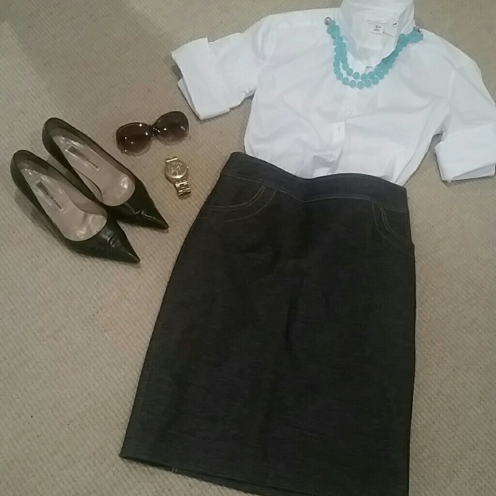 Stretch Denim Pencil Skirt