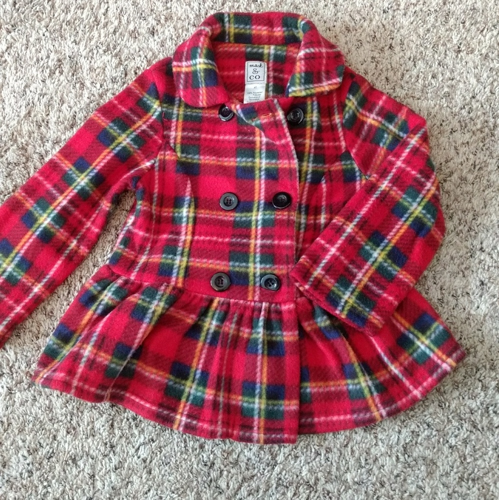 Plaid printed peacoat