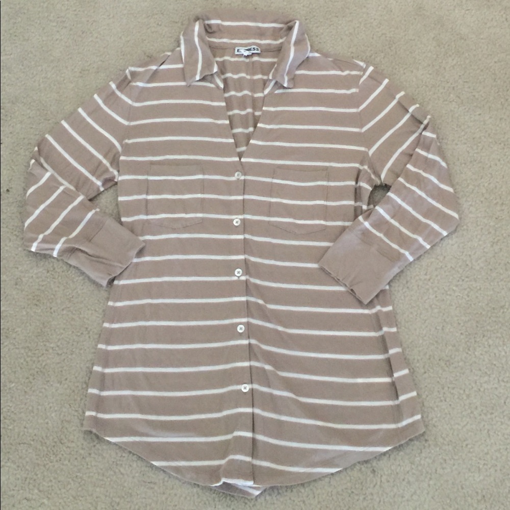 ⭐️3/$10 Express Tan Striped Collared Button Up