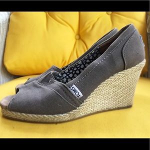 TOMS Classic Charcoal Canvas Wedges