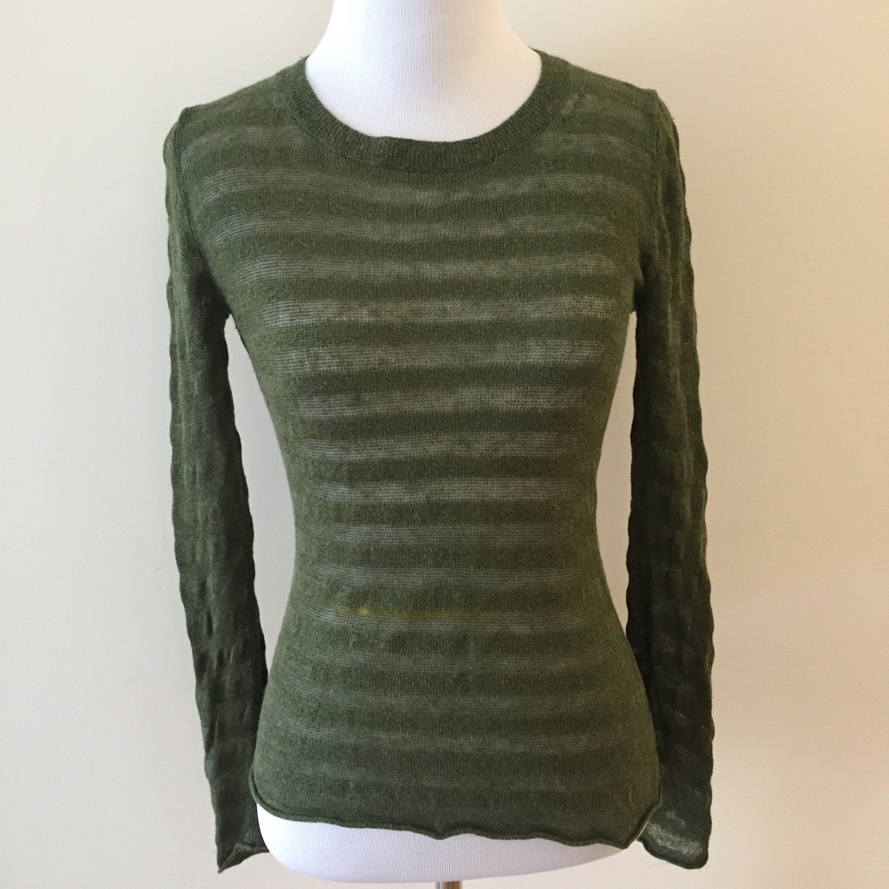 SOLD Banana Republic Green Striped Linen Top