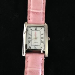 Breast cancer awareness pink quartz watch