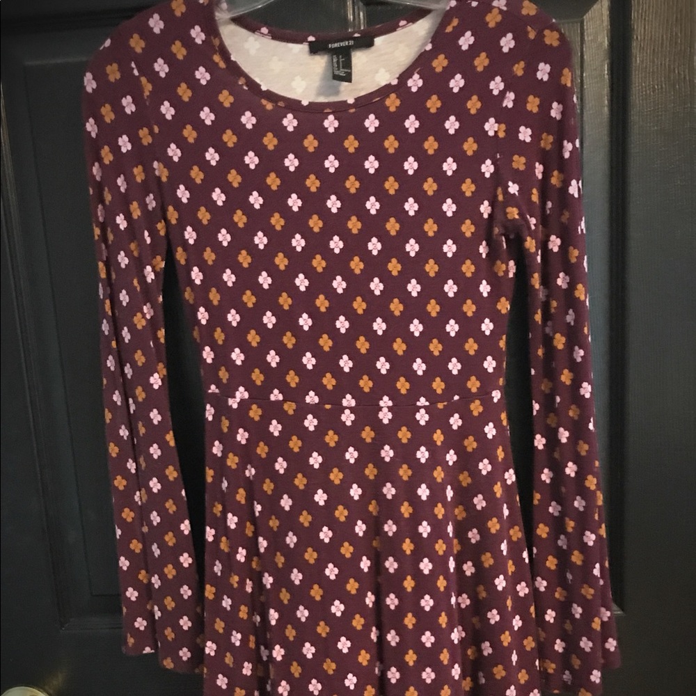 Purple Floral Above Knee Dress