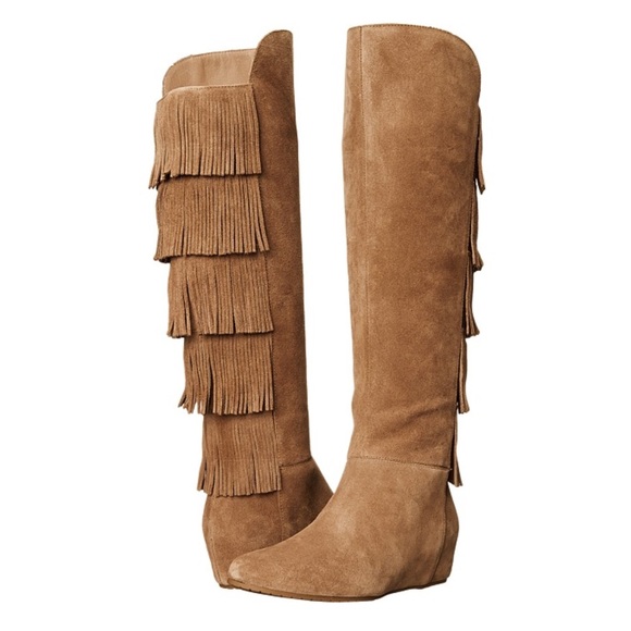Isola Shoes - New Isola Fringe Wedge Suede Boots