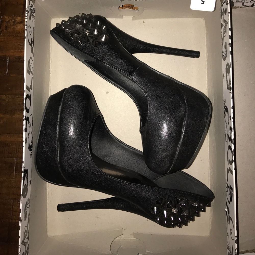 Black spiked heels Brand New Never Worn