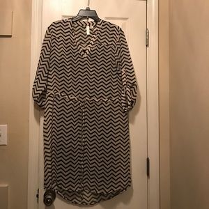 Cream and black Chevron dress size L