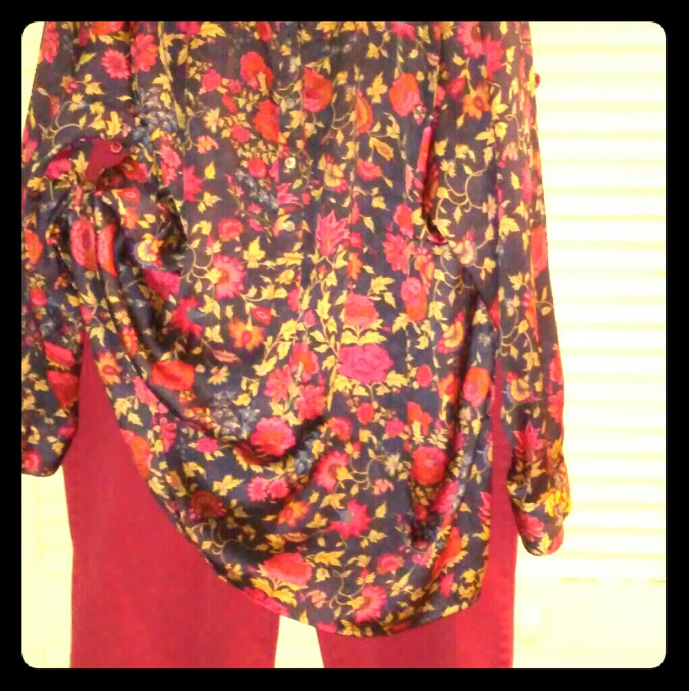 Multi Navy/Rose Lauren Blouse 3X