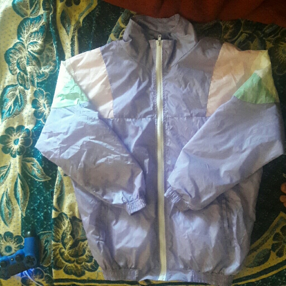 Vtg Retro 80s Pastel Purple Windbreaker