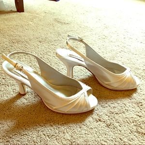 Dyeables White Satin Pumps