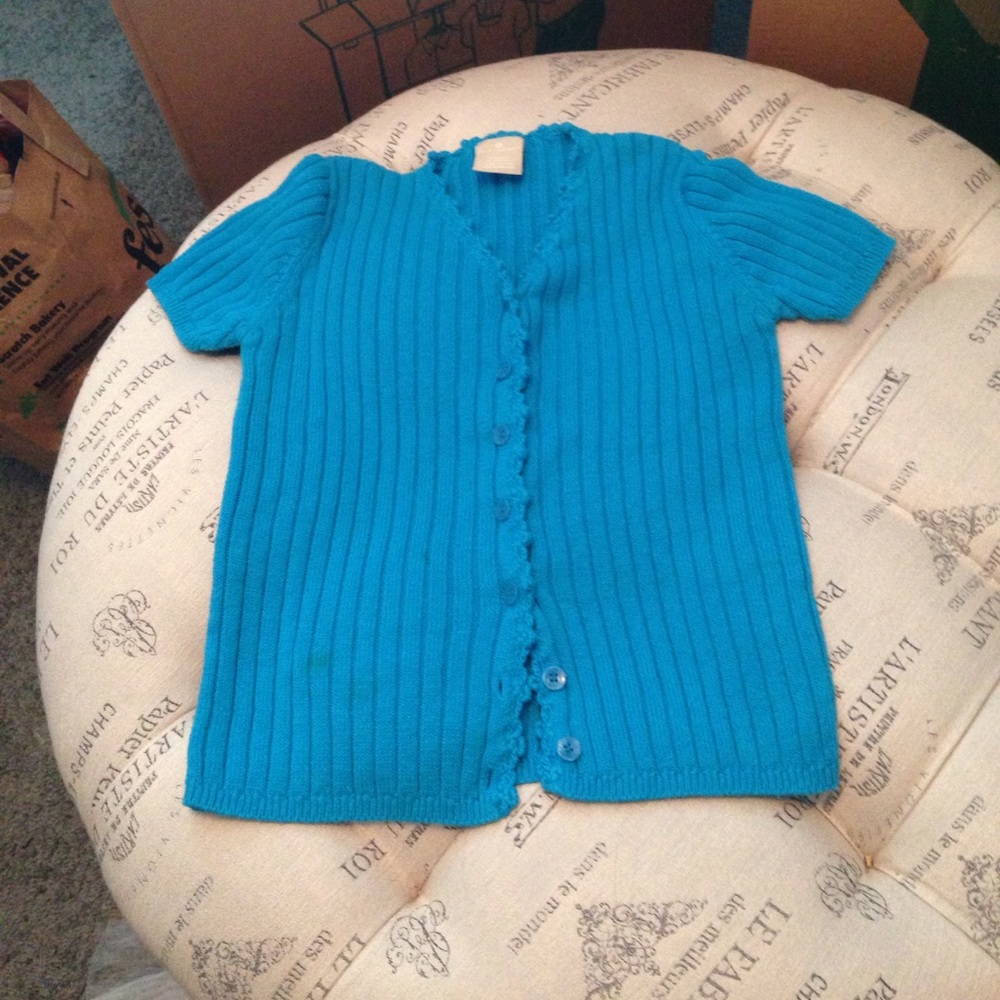 Partners blue short sleeve cardigan size small