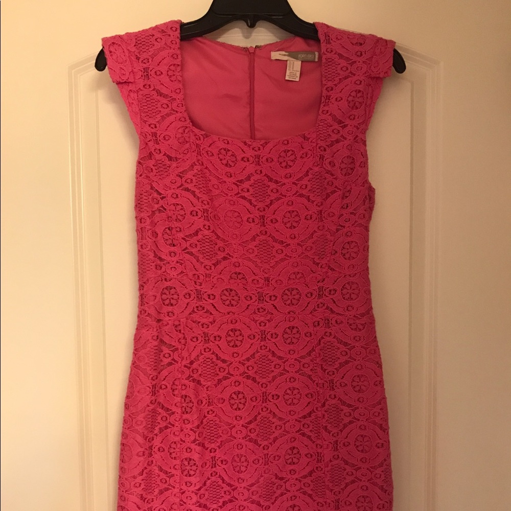 Pink Lace Overlay Dress