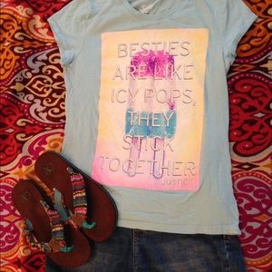 Justice tee, justice shorts and OP flip flops