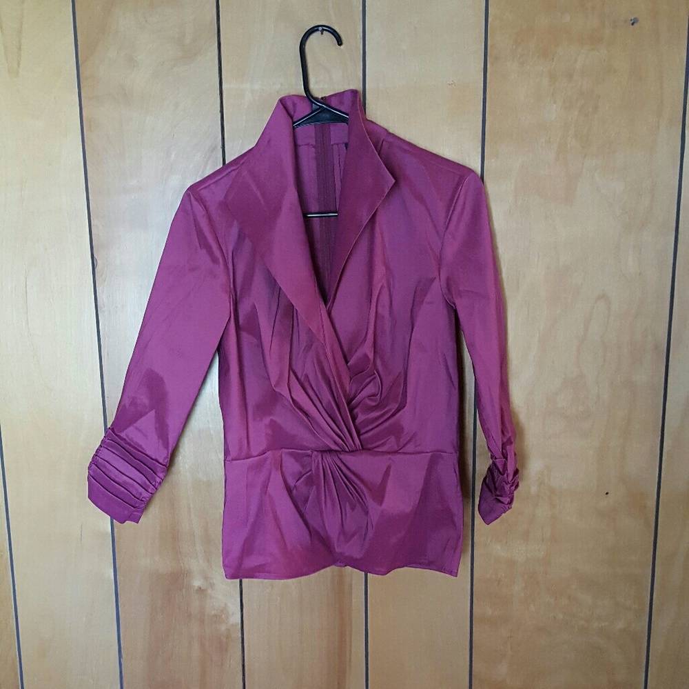 Cranberry pink Ruched Tadashi blouse